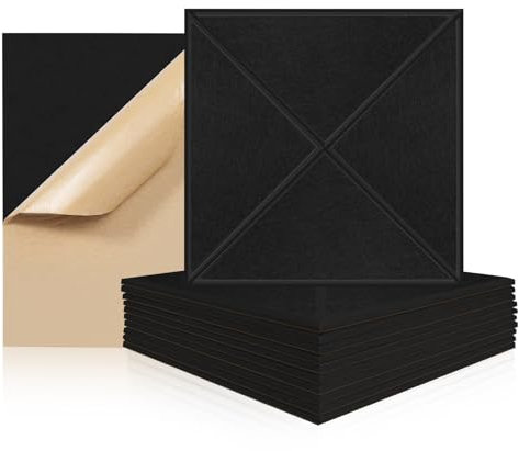 GUUSII HOME Akustikpaneele Schallschutzmatte Wandpaneel Fibrotech für Zimmer Dämmen Gegen Lärm 30*30*1cm Wandplatten Selbstklebend Akustik Dämmung Büro Sound Isolation
