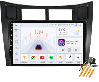 YLOXFW Autoradio Android 13.0 Navi 2 DIN Stereo für Yaris 2005-2012 Sat GPS Navigation 9 Zoll Cartablet DVD Multimedia Player FM BT Receiver mit Carplay 4G 5G WiFi DSP SWC,M6 pro2
