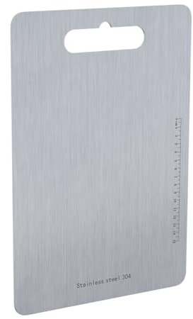 Schneidebrett auf rostfreiem Edelstahl 304, Camping Schneidebrett mit Griffloch, Hackbrett mit Skala, Küchenbrett antibakteriell, leicht zu reinigen, Brett für Grillparty Bierzelte