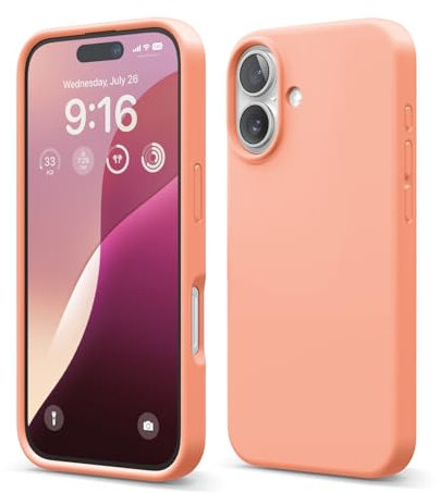 elago Premium Liquid Silikon Hülle Kompatibel mit iPhone 16 Hülle, Ganzkörper Handyhülle, Stoßfest, Schlanke Handyhülle, Kratzfester weicher Mikrofaser-Innenfutter, 6.1 Zoll (Koralle)