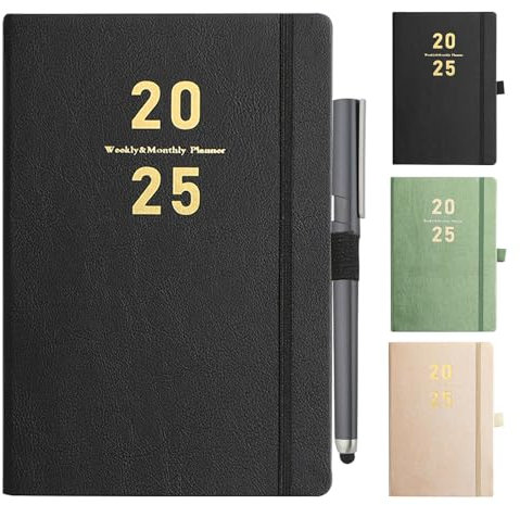 Kalender 2025 A5, Terminplaner 2025, Planer Taschenkalender 2025 A5, Achtsamkeitskalender Wochenkalender 2025, Buchkalender Hardcover, Terminkalender 2025 A5, Planner Jahresplaner 2025 Buch-Schwarz