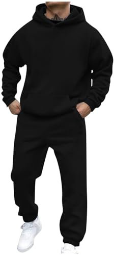 Qixiu Herren Trainingsanzug, Schwarz, XL, Regular Fit, Langarm, Polyester-Mischung, Einfarbig, Jogginganzug, Loungewear, Sportanzug, Freizeitanzug, Herrenmode, Erwachsene Männer