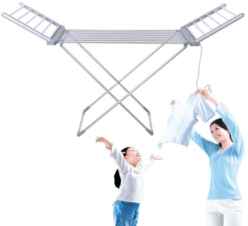 Stendino Elettrico Asciugabiancheria In Acciaio Stendibiancheria di Grandi Dimensioni Spazio Stenditura 18m Griglia Telescopica Estensibile Pieghevole Griglia in Alluminio Stendipanni per Esterno