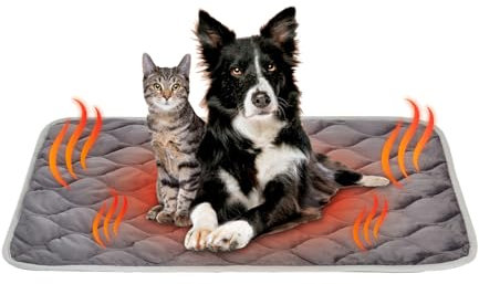 3 Pagen® Heizdecke für Haustiere – energieeffizient und kuschelig - Wärmematte in den Maßen 40x50cm – Waschmaschinen geeignet mit Rutschfester Unterseite – 1 Stück in grau (40x50)