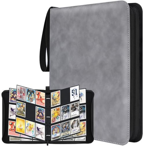 WISYOK Sammelkarten Album Groß, Sammelalbum 900 Karten mit 50 Seiten, Card Binder Grau aus Wasserdicht, Tragbarer Album für Fussballkarten, Photocard, MTG, TCG
