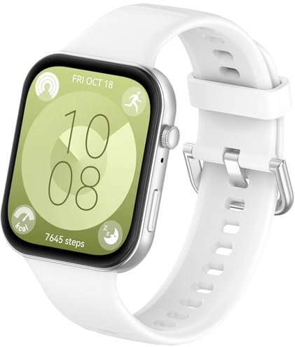 FunBand Compatible con la Correa del Huawei Watch Fit 3, Correa de Repuesto de Silicona suave Quickfit, Correas Ajustables para Huawei Watch Fit 3(Blanco)