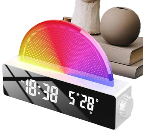 Duroecsain Wecker für Kinder Alba, Wecker mit Sonnenaufgang Licht | Sonnenaufgang Simulation Aufstehen Elektronische Uhr - Lautsprecher Wecker mit Licht für schwere Schläfer