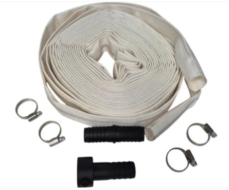 15M 2-Inch Lay Flat Lined Hose (8-24 BAR) with 2 Hose Clips + Repair Joiner + Female Thread Connector - Designed for efficient Water Transfer Applications.