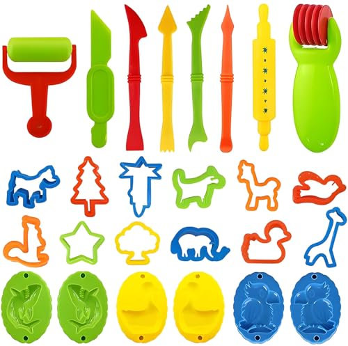 DxxD Formine per Plastilina, Pasta da Modellare per Plastilina, 26 Pezzi Strumenti Accessori per la Pasta da Gioco, Regalini Fine Festa Compleanno Giochi per Bambini dai 2 ai 10 Anni