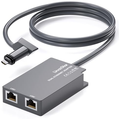 Adaptador Ethernet Starlink de doble puerto Gen 2, adaptador Ethernet Starlink V2 multipuertos para red externa con cable, 2 dispositivos conectados simultáneamente