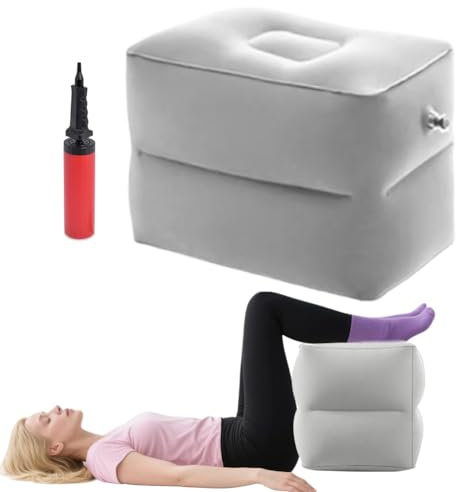 Aufblasbares Beinhochlagerungskissen, Aufblasbarer Bandscheibenwürfel, Stufenlagerungswürfel, Entspannungswürfel, Aufblasbares Fuß-Auflage Reisekissen, mit Pumpe, zur Entlastung der Bandscheiben