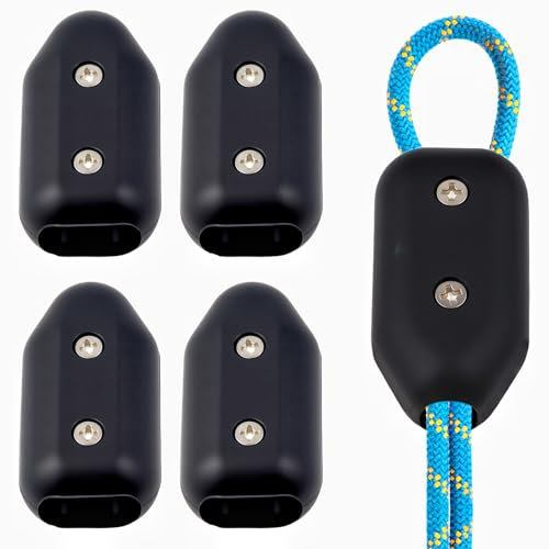 4pcs 3/8 Inch Rope Clamps - Reusable Plastic Rope Connector Clamps for 7-8mm Nylon & Braided Ropes, Ideal Climbing Rope Loop Fasteners