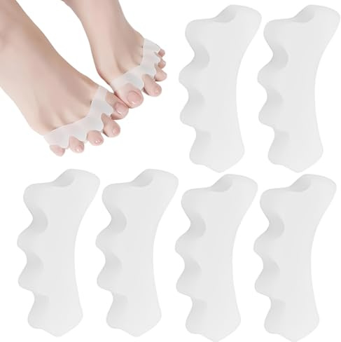 XEPWOLU Silikon-Zehentrenner für korrekte Hallux valgus - 6 Pack Zehenspreizer - Kinder-Einheitsgröße - Yoga-Übungen, Fußausrichtung,zur Linderung von Hallux Valgus Schmerzen