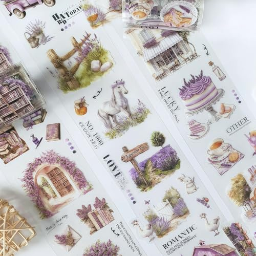 Arpaper 3 Rolls Scrapbook Stickers Tape,lila Blume Serie Scrapbook Zubehör für Bullet Journal Zubehör,Decorate Journaling,Karten und Scrapbooking(Library)