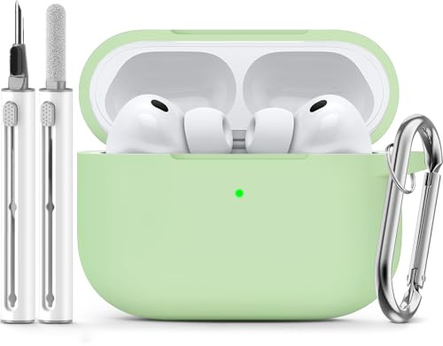 Inesore Compatible with AirPods Pro 3 Hülle - Light Green-A | Silicone Protective Case Cover for Apple Air Pod Pro 3rd (2025), Unisex Design, with Cleaning Kit