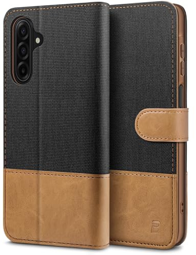 BEZ Handyhülle für Samsung Galaxy A17 5G Hülle, Tasche Kompatibel für Samsung A17 4G / 5G, Schutzhüllen aus Klappetui mit Kreditkartenhaltern, Ständer, Magnetverschluss, Schwarz