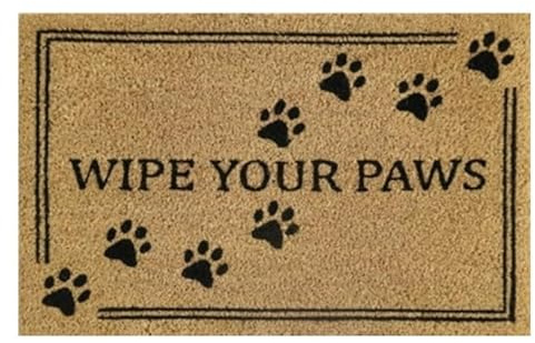 AP Supplies Doormat 60cm x 40cm - 'Wipe Your Paws' - Natural Fibre Doormat for Indoor & Outdoor Entry, Non-Slip Rubber Backing, Easy Clean Welcome Mat