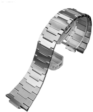 XNJIADVSY Kompatibel mit Tissot PRX Super Player T137410A/407A 27 * 12mm Konvexgelenk Armband aus veredeltem Metall in Silber/Gold(Silver)
