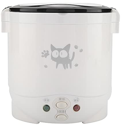 Tomantery Olla Arrocera Eléctrica Compacta de 12V, 100W, 1L, Vaporera de Alimentos, Adecuada para Automóviles y Uso Doméstico, Fácil de Transportar y Limpiar, Ideal para Personas Solteras (Blanco)