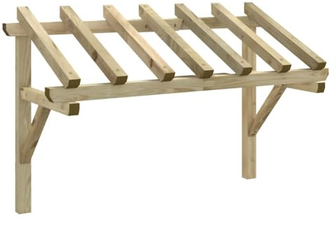 Marquesina para puerta de entrada de madera de pino verde impregnada, 200 x 100 x 100 cm, resistente al moho, para puertas y ventanas, fácil de montar