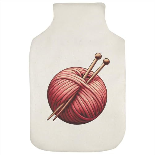 Azeeda 'Pink Knitting Wool' Hot Water Bottle Cover (HW00051952) | Soft Fabric Case for Bedtime, Winter Warmth, Home and Gifts
