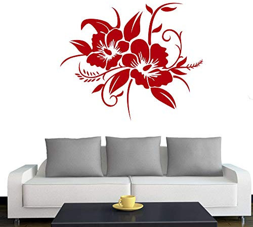 A690 Wandtattoo Hibiskusblüte 40cm x 33cm rot (erhältlich in 40 Farben und 4 Größen)