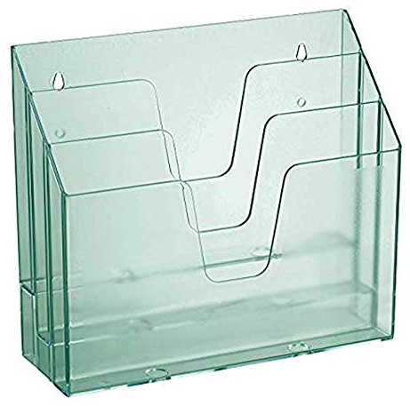 Acrimet Dokumentenhalter 3-Fach Querformat, A4, Transparent Grün | Offenes Design, 3 versetzte Fächer, für Wand oder Schreibtisch, aus Kunststoff, ideal für Ordner, Dokumente, Papier und Post