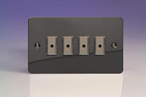 Varilight 4-Gang 1-Way Remote/Tactile Touch Control Master LED Dimmer Light Switch 4 x 0-100W (Max 10 LEDs) Iridium JFIE104
