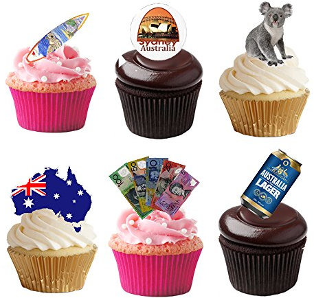 33 Stand Up Australia Aussie Themed Premium Edible Wafer Paper Cake Toppers Decorations