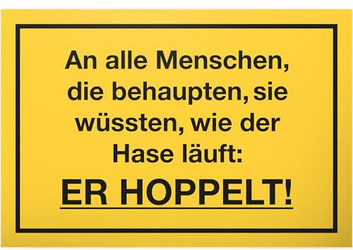 DankeDir! Wie der Hase läuft - er hoppelt Schild mit Spruch 30 x 20 cm Lustige Geschenkidee Büro - Scherzartikel Spaßartikel Lustiges Geschenk Kollegen Geburtstagsgeschenk Büro Deko