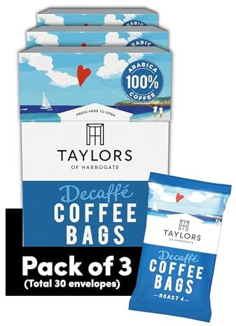 Taylors of Harrogate, Roast 4, Decaffe Coffee Bags, 3 Boxes of 10 (Total 30 Bags)
