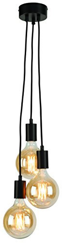 it's about RoMi Hängeleuchte Oslo - Schwarz - 20x20x150cm - 3L - Andere - Metall - Hängelampe & Pendellampe - Lampe Wohnzimmer & Schlafzimmer - Pendelleuchte Esstisch