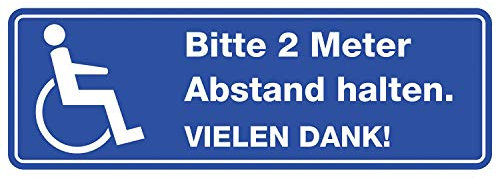 Bitte 2 Meter Abstand halten I Aufkleber für Rollstuhl-Fahrer wetterfest 20 cm I hin081