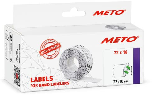 Meto Handauszeichner Etiketten (22x16 mm, 1-zeilig, 6.000 Stück, weiß, wiederablösbar, für Meto, Contact, Sato, Avery, etc.)