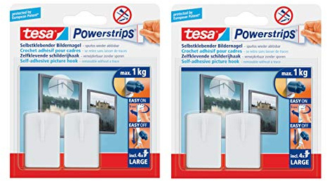 tesa Powerstrips Klebenagel, Weiß, 4 Stück