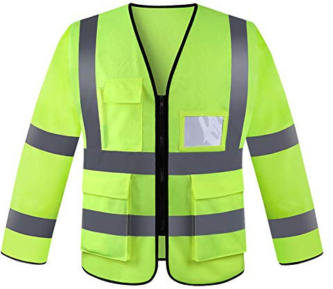 Panegy Herren Sicherheitsjacke Hohe Sichtbarkeit Langarm Jacke Workwear Arbeiten Outerwear