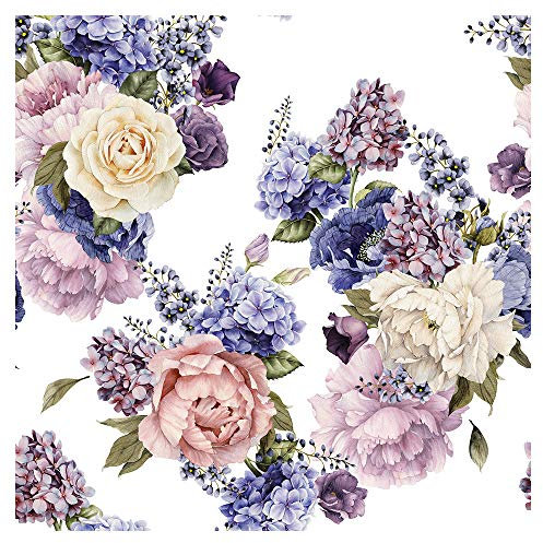murando Vlies Tapete Blumen - Deko Panel Fototapete Wanddeko 10 m Tapetenrolle Mustertapete Wandtapete modern design Dekoration - Pflanzenmotiv Natur violett beige b-B-0393-j-a