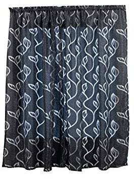 Xmiral T黵vorhang Gardine Aush鰄len Durchscheinend Einfarbig scheibengardine Thermovorhang mit Stangenloch 2er pro Pack(Schwarz,100 x 200 cm)