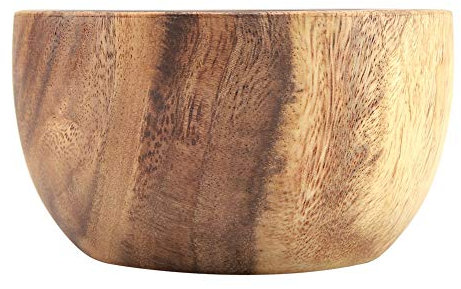 Nimoa Bol en Bois d'Acacia Massif pour Soupe, Salade, Riz - Fait à la Main - Ustensile de Cuisine (13 * 7cm)