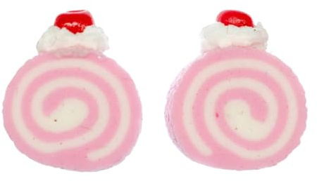 Miniblings Biskuitrolle Ohrstecker Ohrringe Kuchen Biskuit Biscuit ROSA | In Berlin von Hand montierter Ohrschmuck, ein Mitbringsel mit Charakter