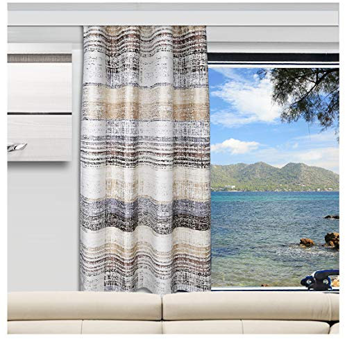 SeGaTeX home fashion Wohnmobil Caravan-Vorhang Liam Beige-Braun Wohnwagengardine mit Reihband (Höhe & Breite nach Maß)