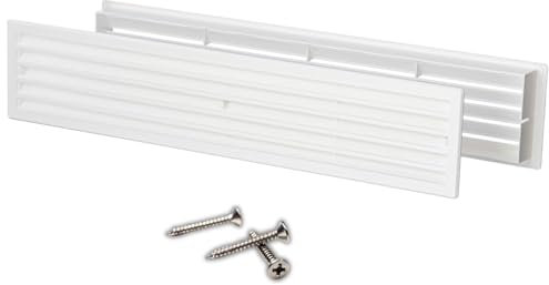 Steinberg14 Blanco 450x92mm Rejilla de Ventilación Telescópica Rectangular de Plástico - Ventilación de Puerta con Tornillos