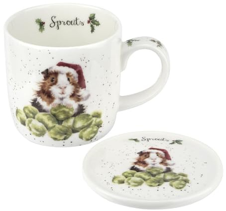Royal Worcester Wrendale Designs Tassen- und Untersetzer-Set, Sprossen, 2 Stück