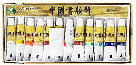 GUMEI 12/18/24/36 Couleurs 5 / 12ml Peinture Chinoise Pigment Aquarelle Peinture Outil de Dessin