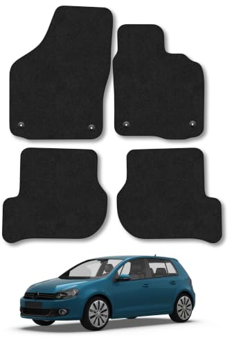 Compatible with VW Golf (2009-2013) [Estate, Hatchback] Carpet Car Mats | Black Edge Trim Tailored Fit Floor Mats Full Coverage Protection Accessories Easy Clean Anti Slip Made in the UK