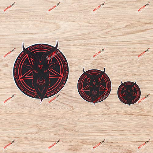 Pentagramm Baphomet Teufel Satanische Ziege Aufkleber Vinyl Sticker - 3er-Set Glänzend, 5,1 cm, 7,6 cm, 12,7 cm, Rot