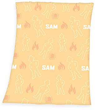 Herding Feuerwehrmann Sam Flanell-Fleecedecke, Mit Glow in th dark, Leuchtet im Dunkeln, 130 x 160 cm, 100% Polyester