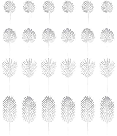 SOIMISS 24pcs Tropische Blätter Künstlich weiß Monstera Blätter Blumenstrauß Deko Dschungel Strand Partydekorationen für Wohnzimmer Hause Fotografie Hotel Hochzeit (Weiß)