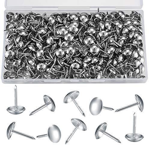 200 Pcs Antique Furniture Nails, Silver Upholstery Tacks,Furniture Push Nail Pins with Plastic Storage Box(11 * 17mm)