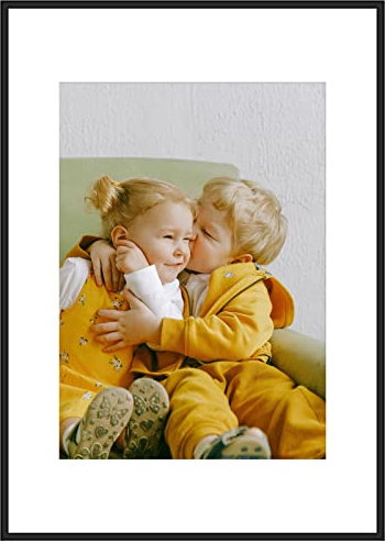 ATOBART Cadre photo en aluminium Taille A2 (42x59,4 cm) sans passe-partout et A3 avec façade en verre perspex pour montage mural dans le salon Chambre à coucher Galerie Set de 1